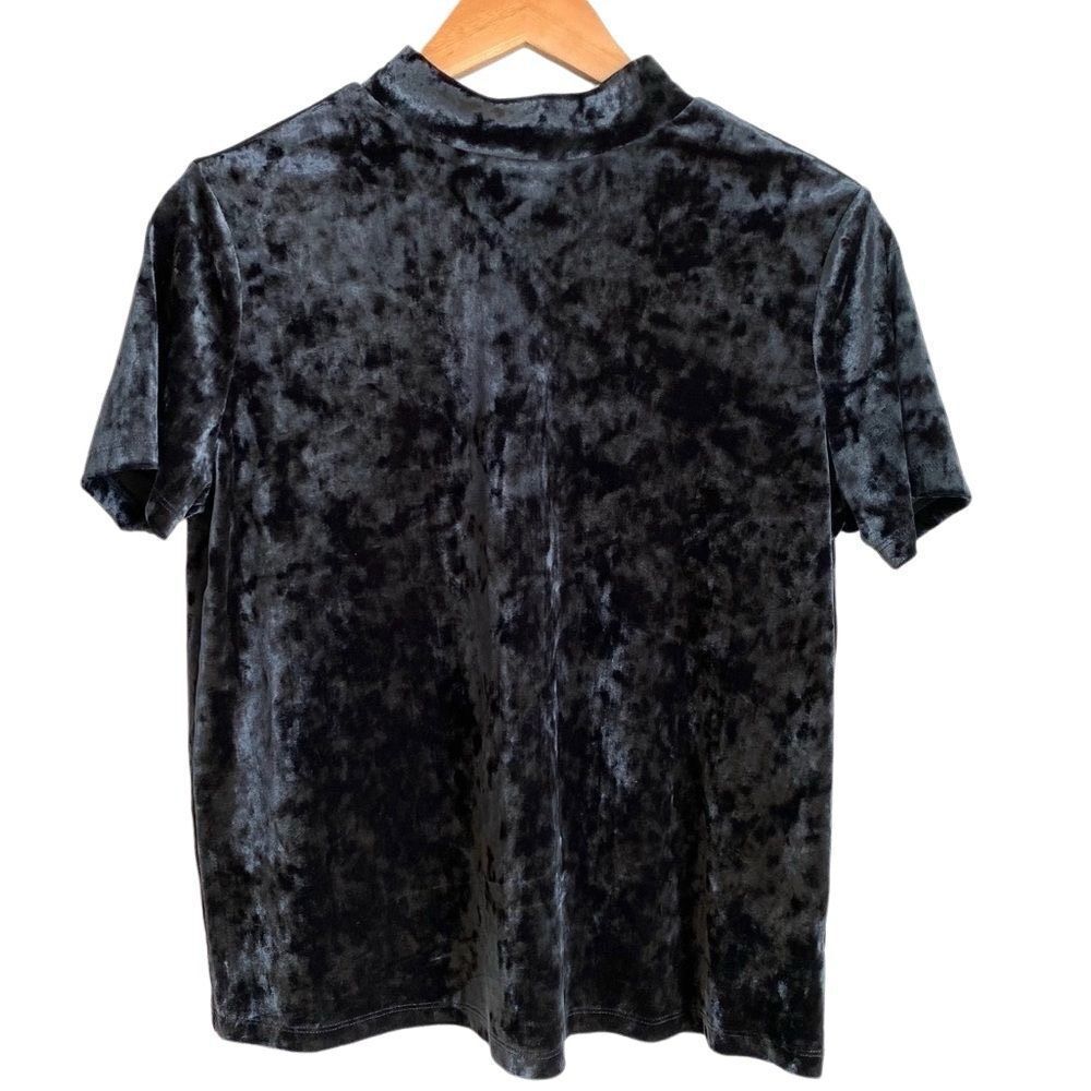 Women S Black Crushed Velvet Bow Mock Neck  Coquette Girl Dark Romantic Modest